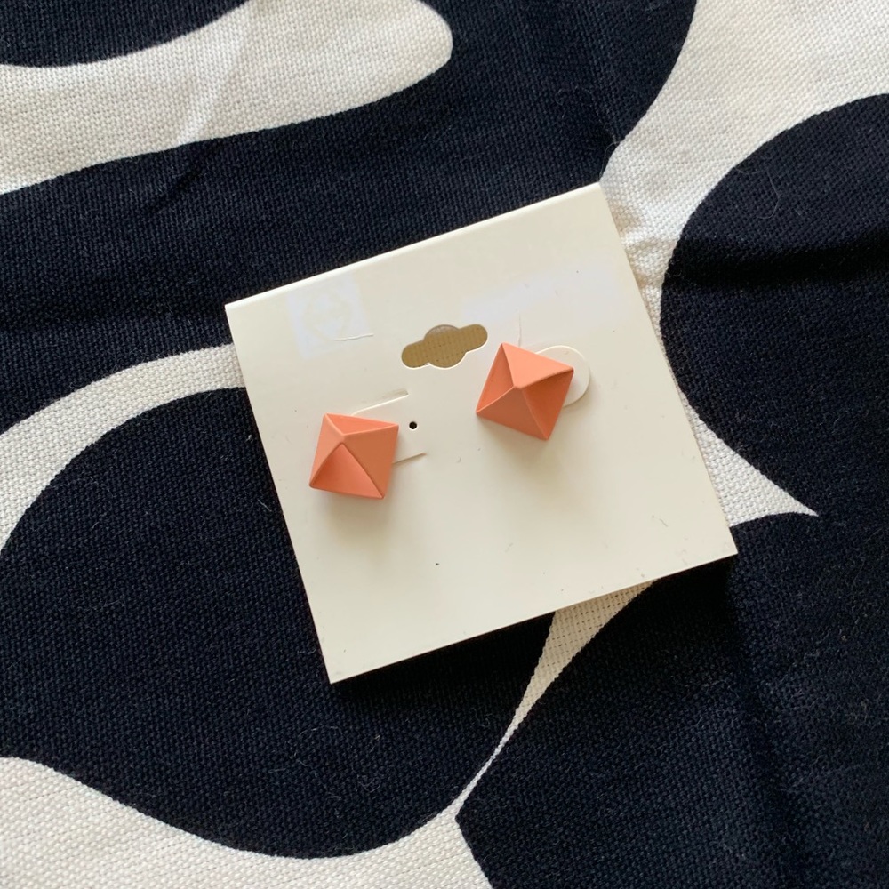 Geometric Coral Earrings